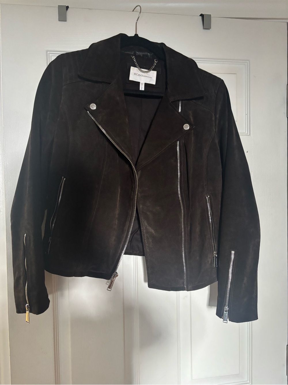 BCBGeneration Dark Brown Suede Moto Jacket